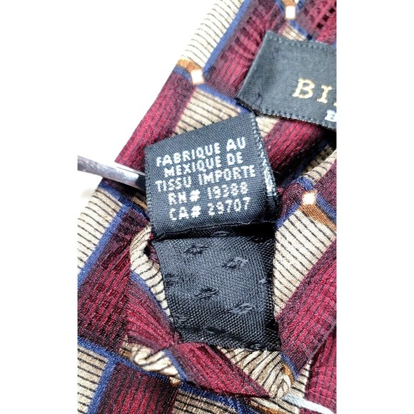 Bill Blass Black Label Checkered  Red & Gold Classic Wide Silk Mens Neck Tie - Picture 7 of 10